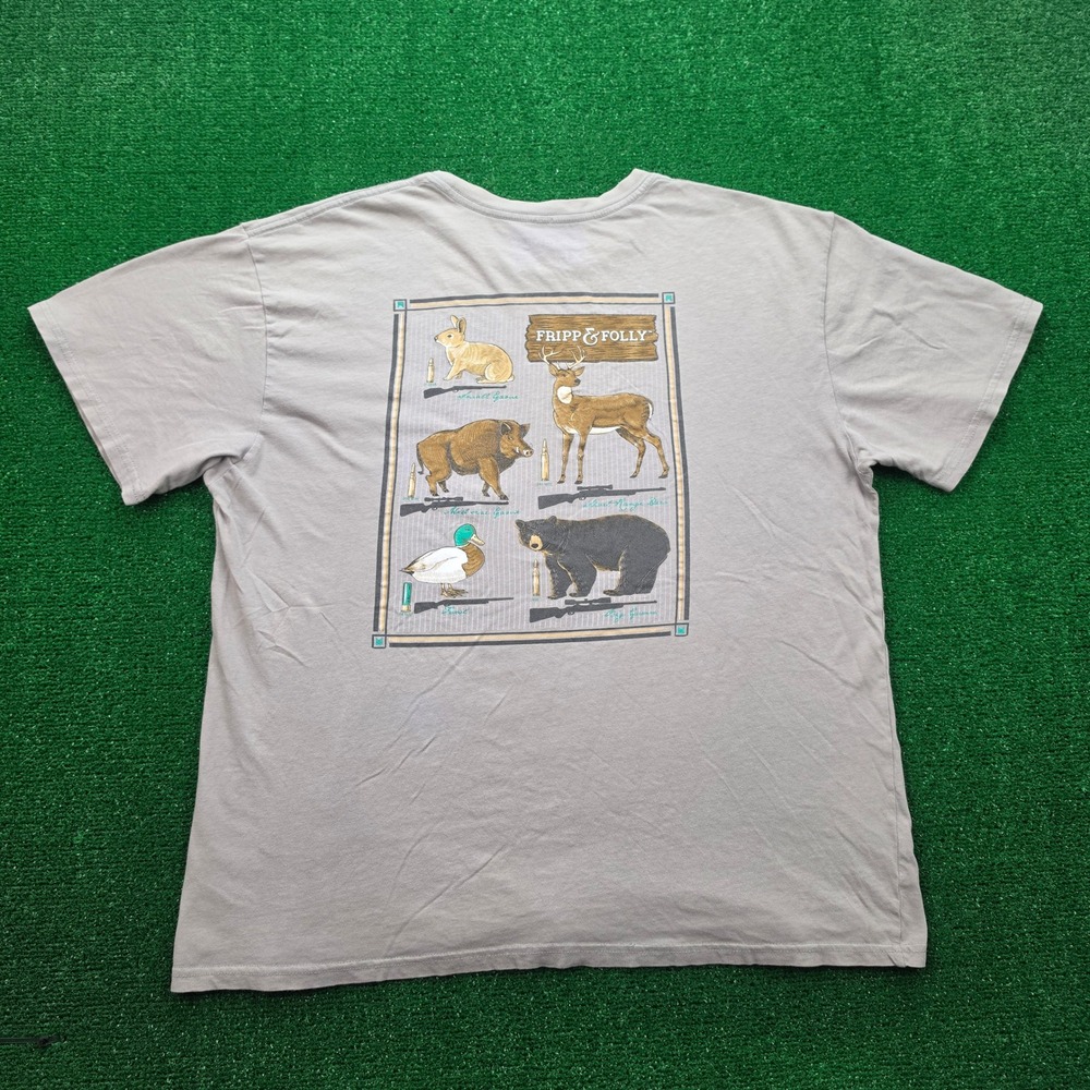Fripp & Folly Southern Hunting Wildlife Game Graphic Pocket Tshirt Mens XL Gray